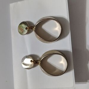 𝅺Vintage Gold Tone Drop Hoop Dangle Pierced Statement Earrings